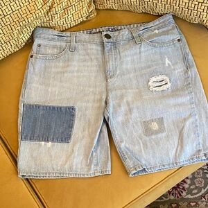 Tommy Hilfiger Distressed Light Blue Jean Shorts with Patchwork